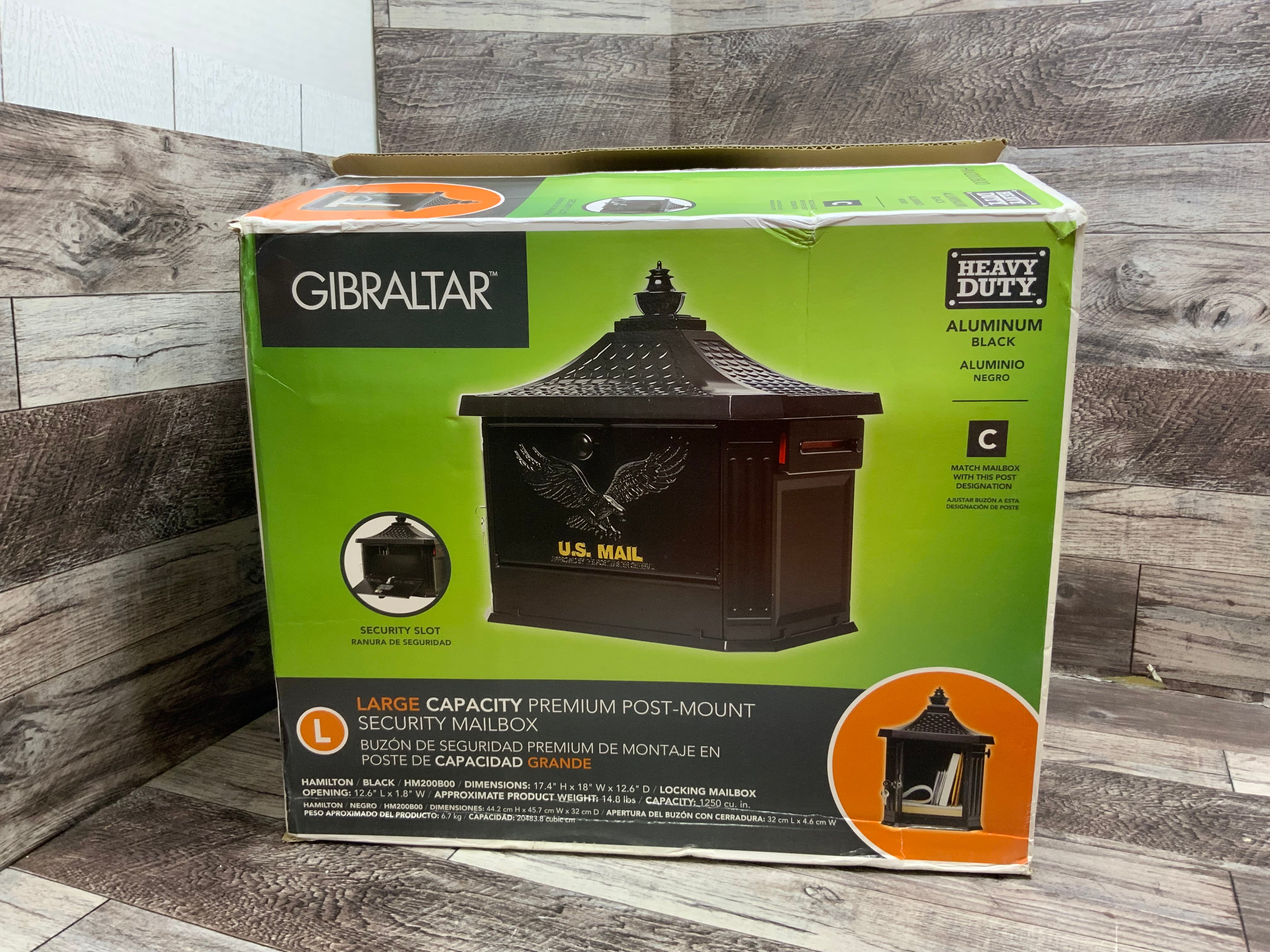 Gibraltar Mailboxes Hamilton Large Capacity Cast Aluminum Black (8131615817966)